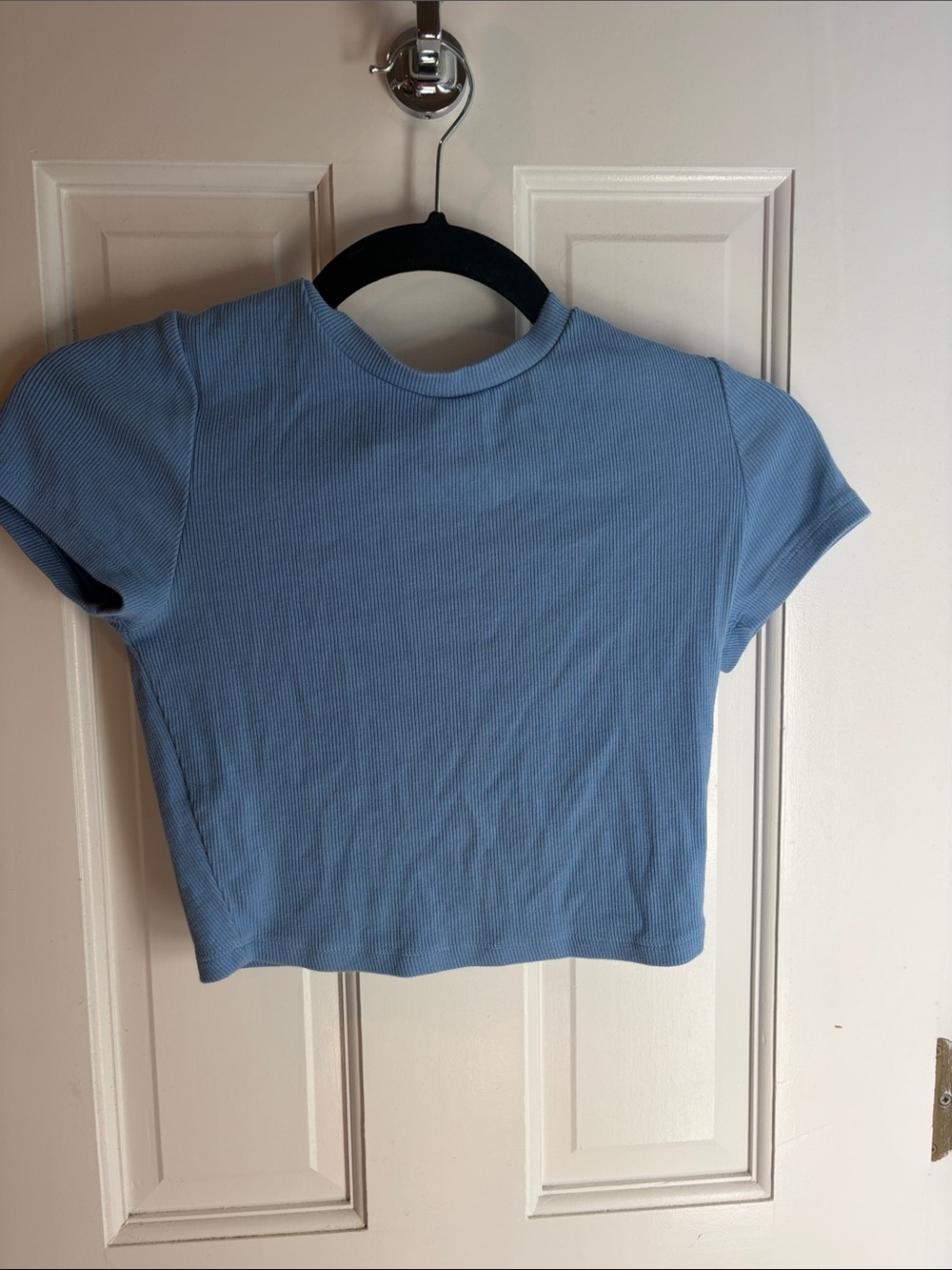 Garage Light Blue Ribbed Crop Tee